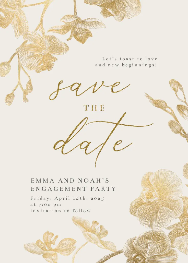 Gold orchids - nişan partisi davetiyesi